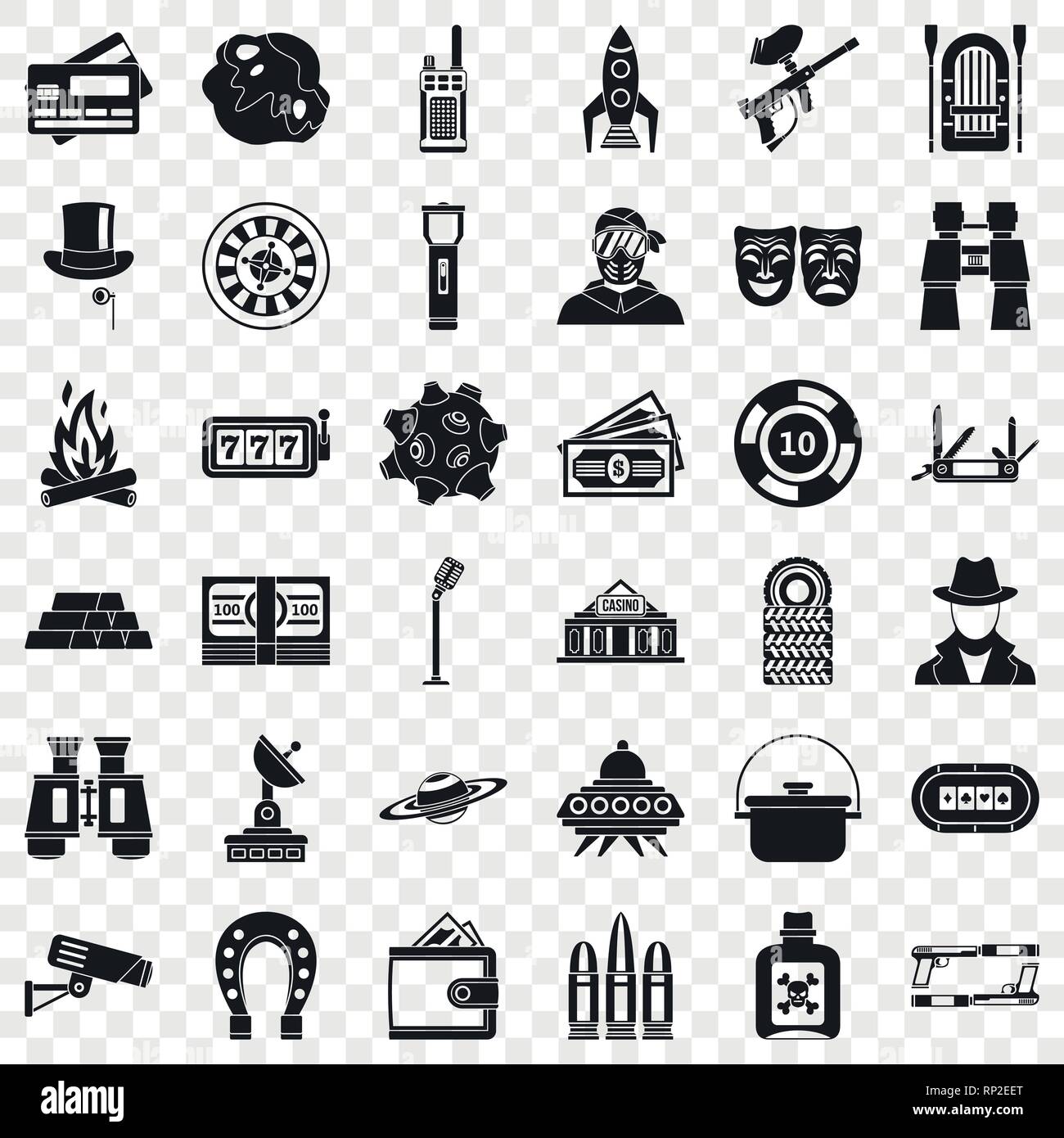Les jeux d'intérêt, le style simple icons set Illustration de Vecteur