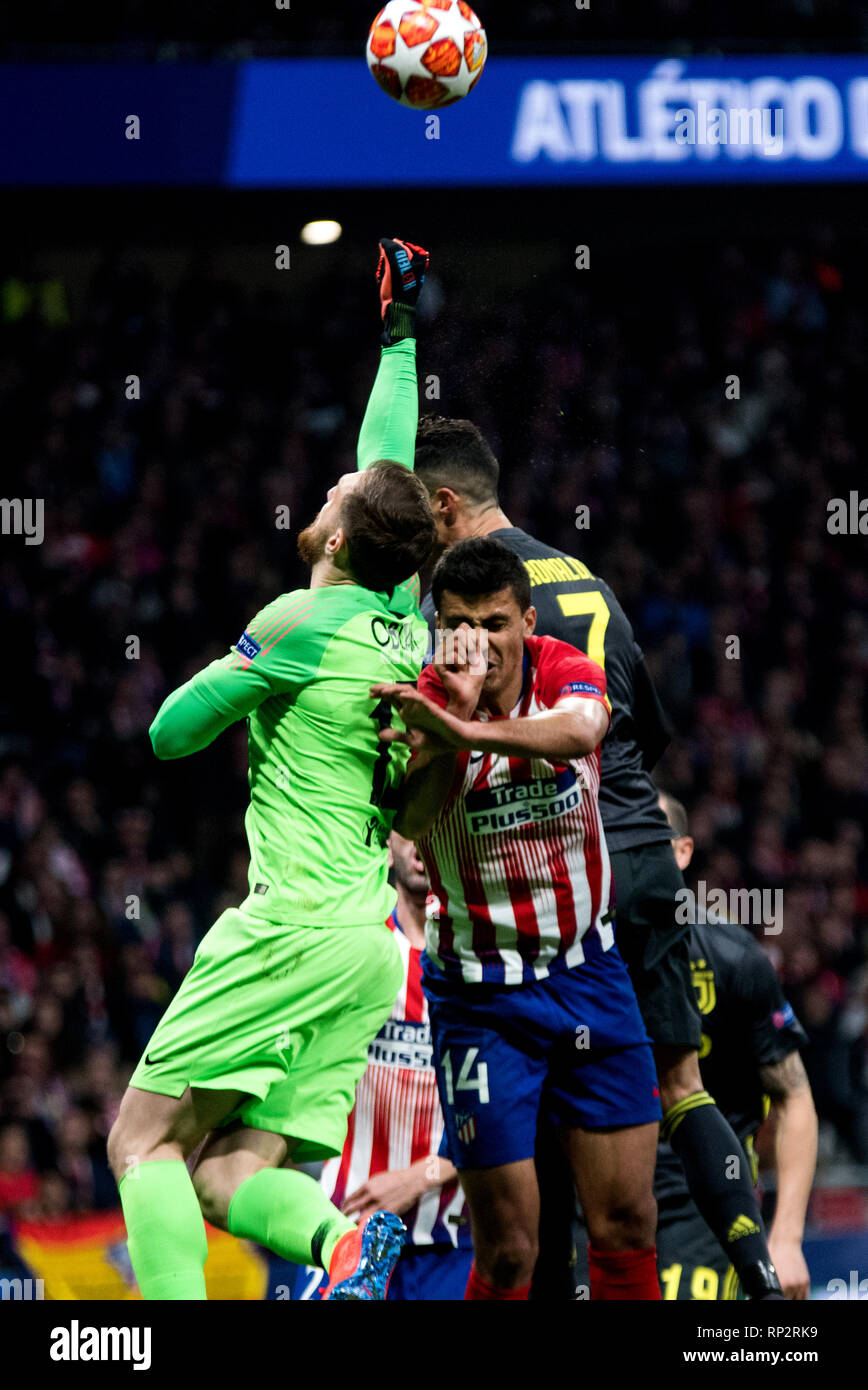 Madrid, Espagne. Feb 20, 2019. Jan Oblak (gardien de but, Atletico de Madrid) au cours de match de football de premier cycle de jambes de 16 de Ligue des Champions entre l'Atletico de Madrid et à la Juventus FC Wanda Metropolitano Stadium le 20 février 2019 à Madrid, Espagne. Crédit : David Gato/Alamy Live News Banque D'Images