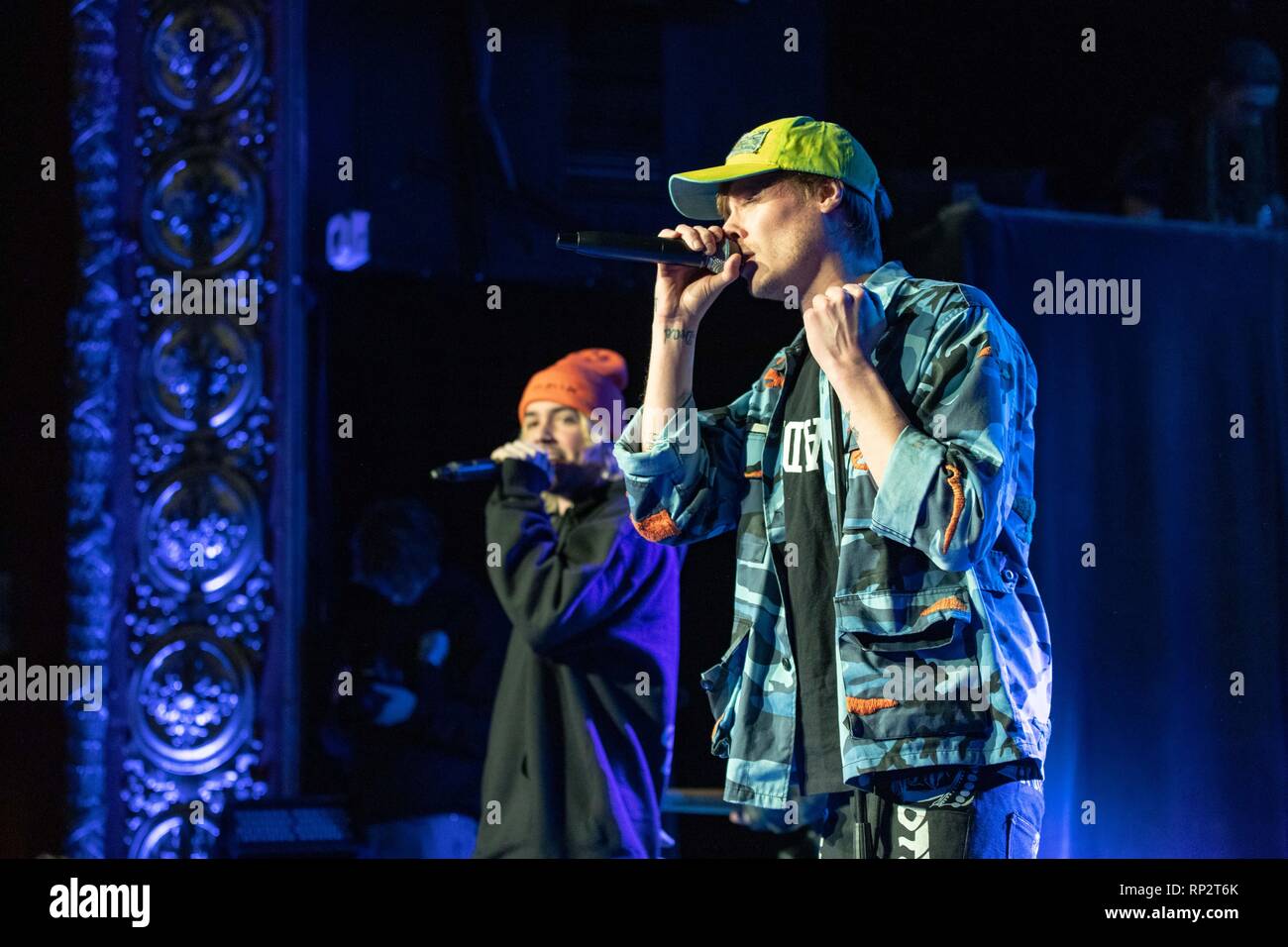 Madison, Wisconsin, USA. Feb 19, 2019. TYLER WILSON et JP Clark de 7715 au Majestic Theatre de Madison, Wisconsin Crédit : Daniel DeSlover/ZUMA/Alamy Fil Live News Banque D'Images