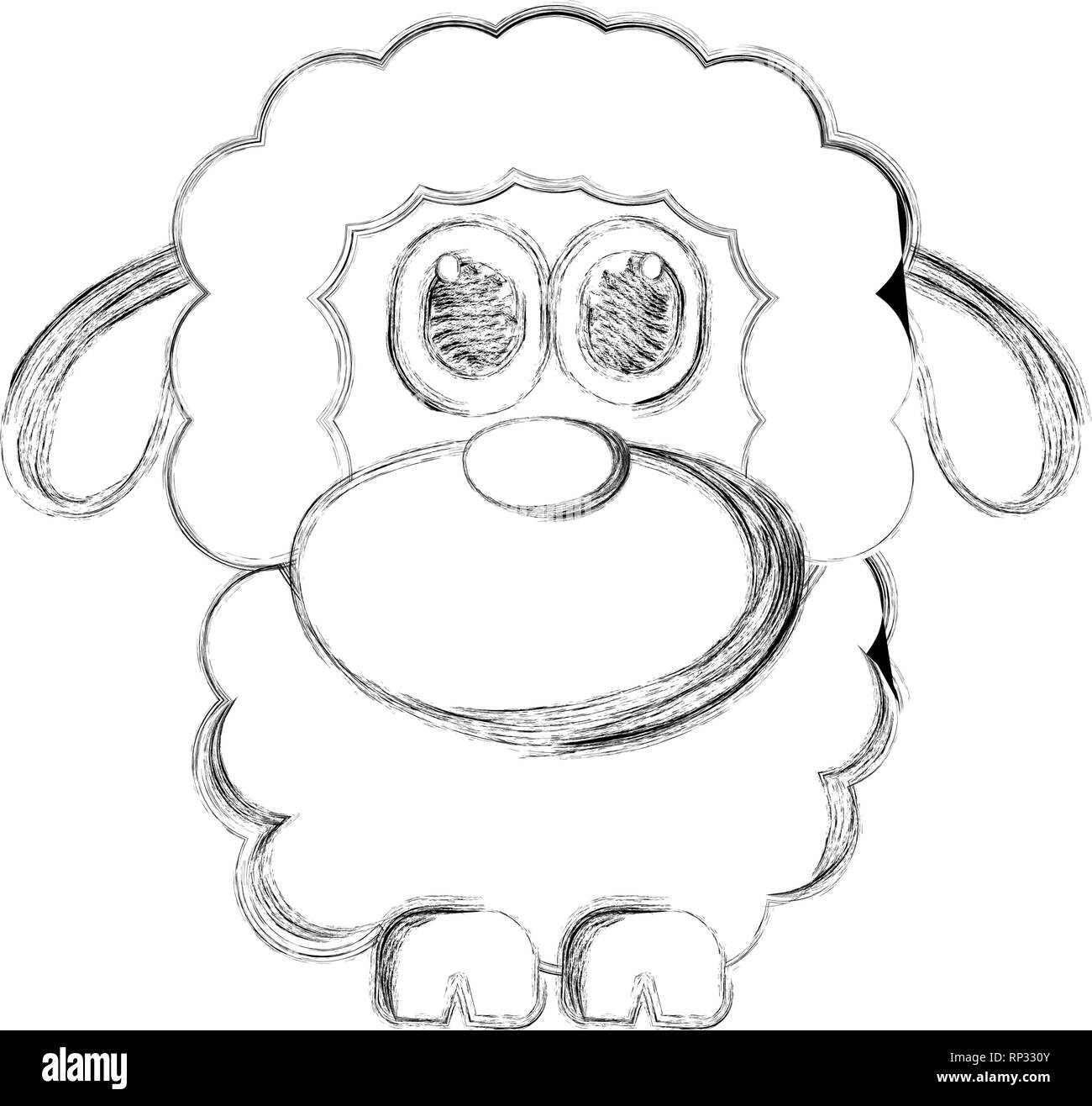 Croquis d'un mouton mignon Illustration de Vecteur