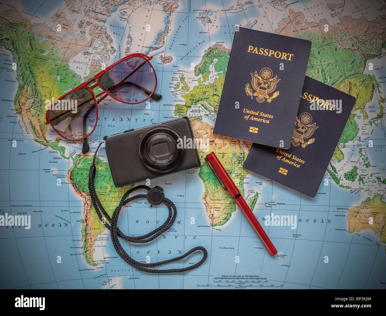 Sur les passeports carte de voyage de vacances Banque D'Images