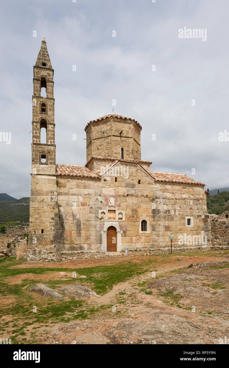 De l'église Ayios Spyridon, vieille ville de Kardamyli, Grèce Banque D'Images