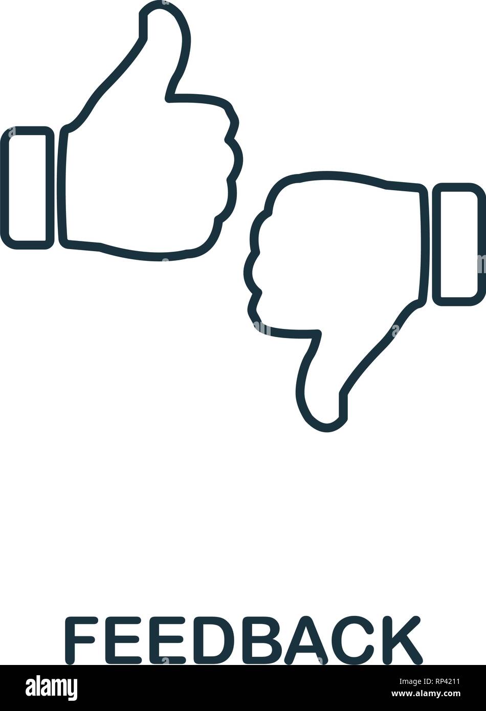 L'icône Contour de rétroaction. L'élément de la ligne fine collection icônes crowdfunding. L'assurance-chômage et de ux. Parfait pour l'icône commentaires Pixel web design, apps, logiciels Illustration de Vecteur