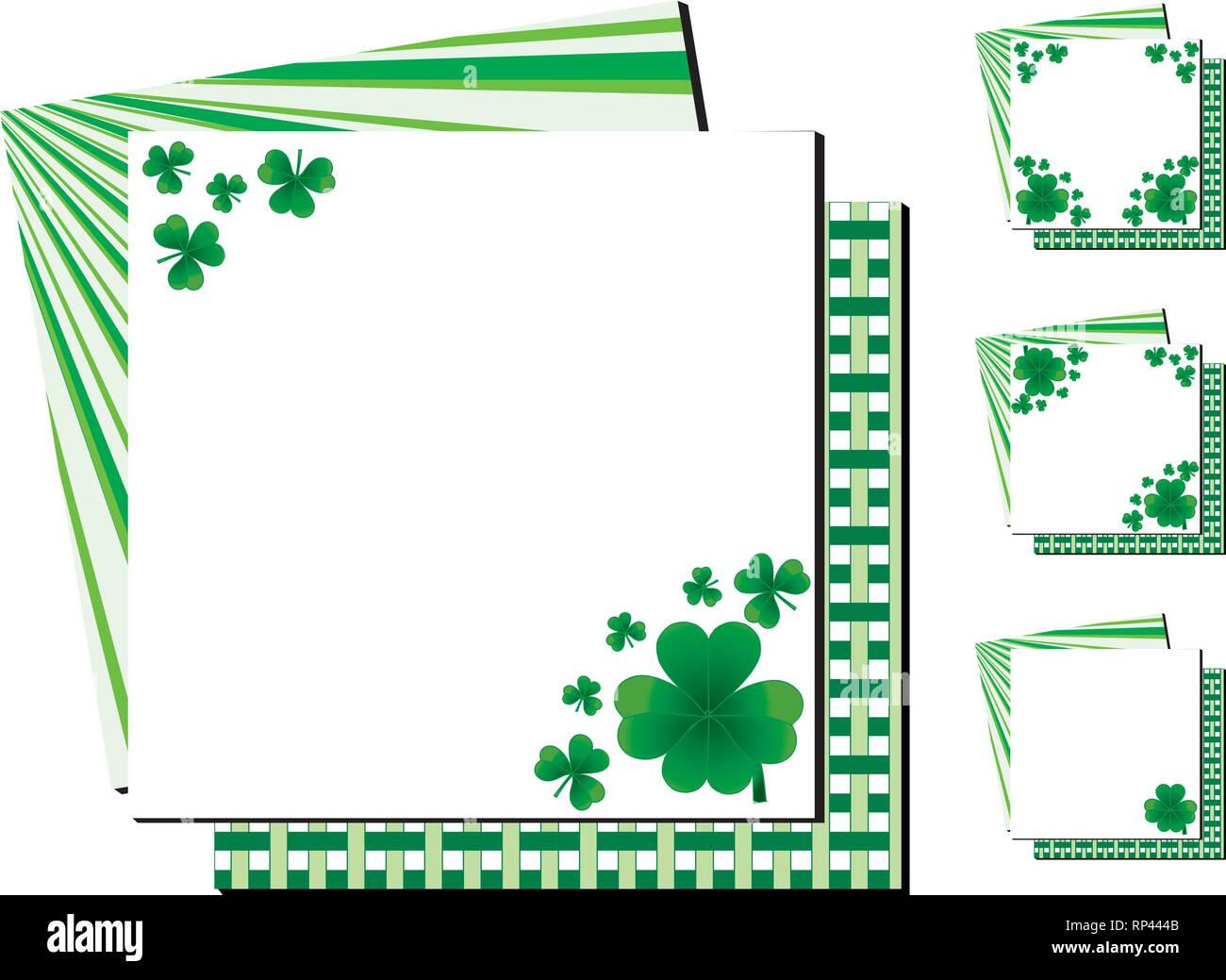 Ensemble d'arrière-plan avec les trèfles pour St.Patrick's Day avec un trèfle heureux, vector illustration Illustration de Vecteur