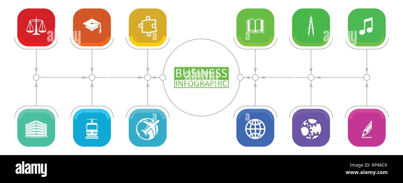 Infographie vecteur modèle de workflow, schéma, graphique, tableau, présentation, concept d'entreprise avec 12 options Illustration de Vecteur
