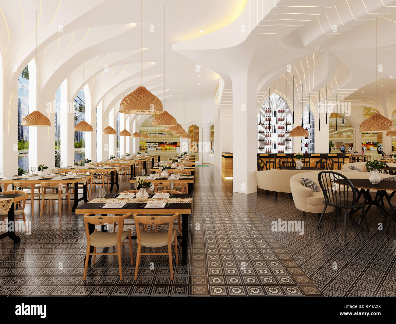 Restaurant de luxe de rendu 3D Banque D'Images