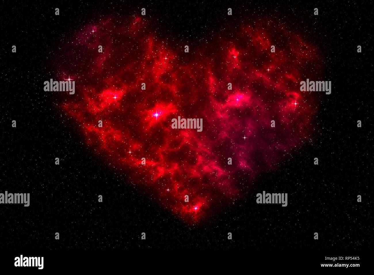 Nébuleuse rouge en forme de coeur avec starfield. L'amour de l'espace concept background ou toile de fond. Banque D'Images