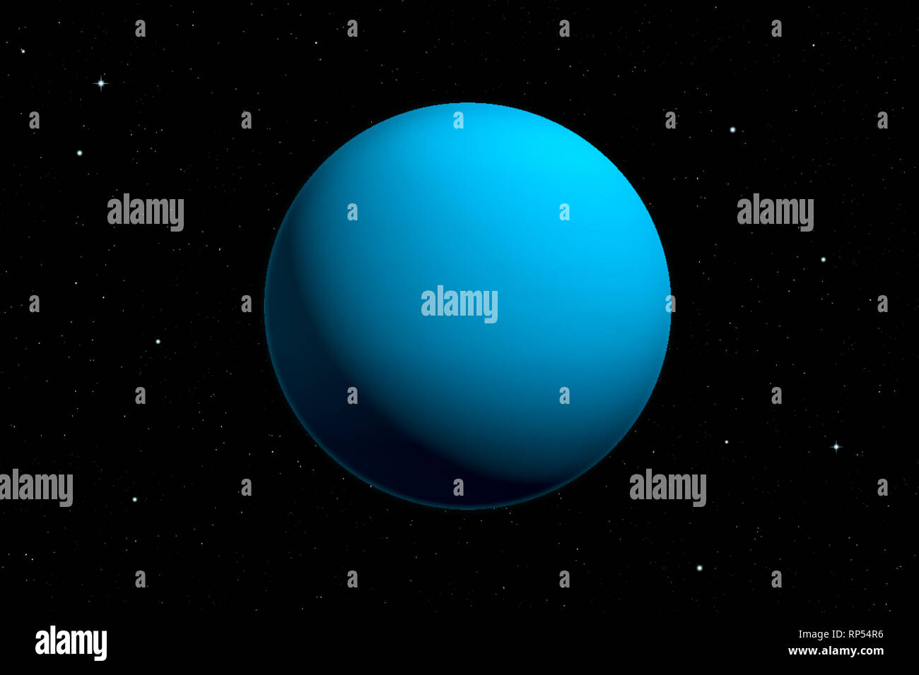 Le rendu 3D de la planète Uranus avec arrière-plan de l'espace lointain. La texture de surface fournies par la NASA. Illustration de l'espace. Banque D'Images