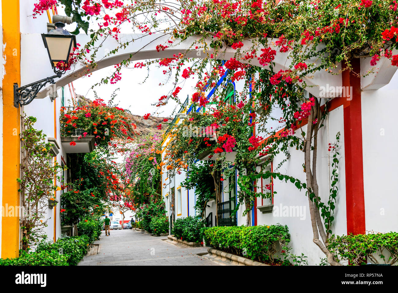 Maisons traditionnelles en Puerto de Mogan, Grande Canarie, Espagne. Banque D'Images