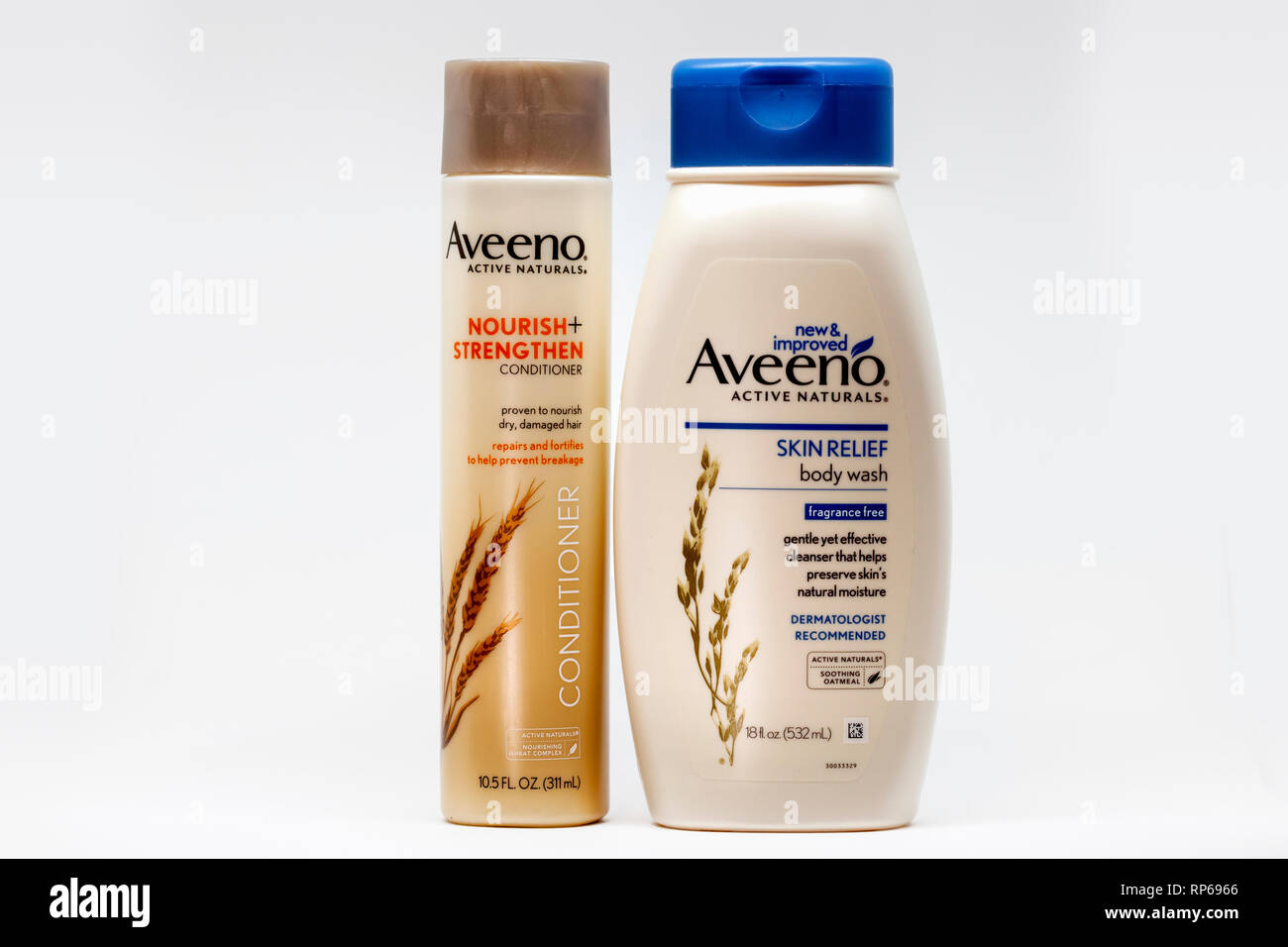ST. PAUL, MN/USA - 19 février 2019 : Aveeno Active Naturals, Lotion peau Laver marque et logo. L'est une marque de soins de la peau Soins des cheveux et de p Banque D'Images