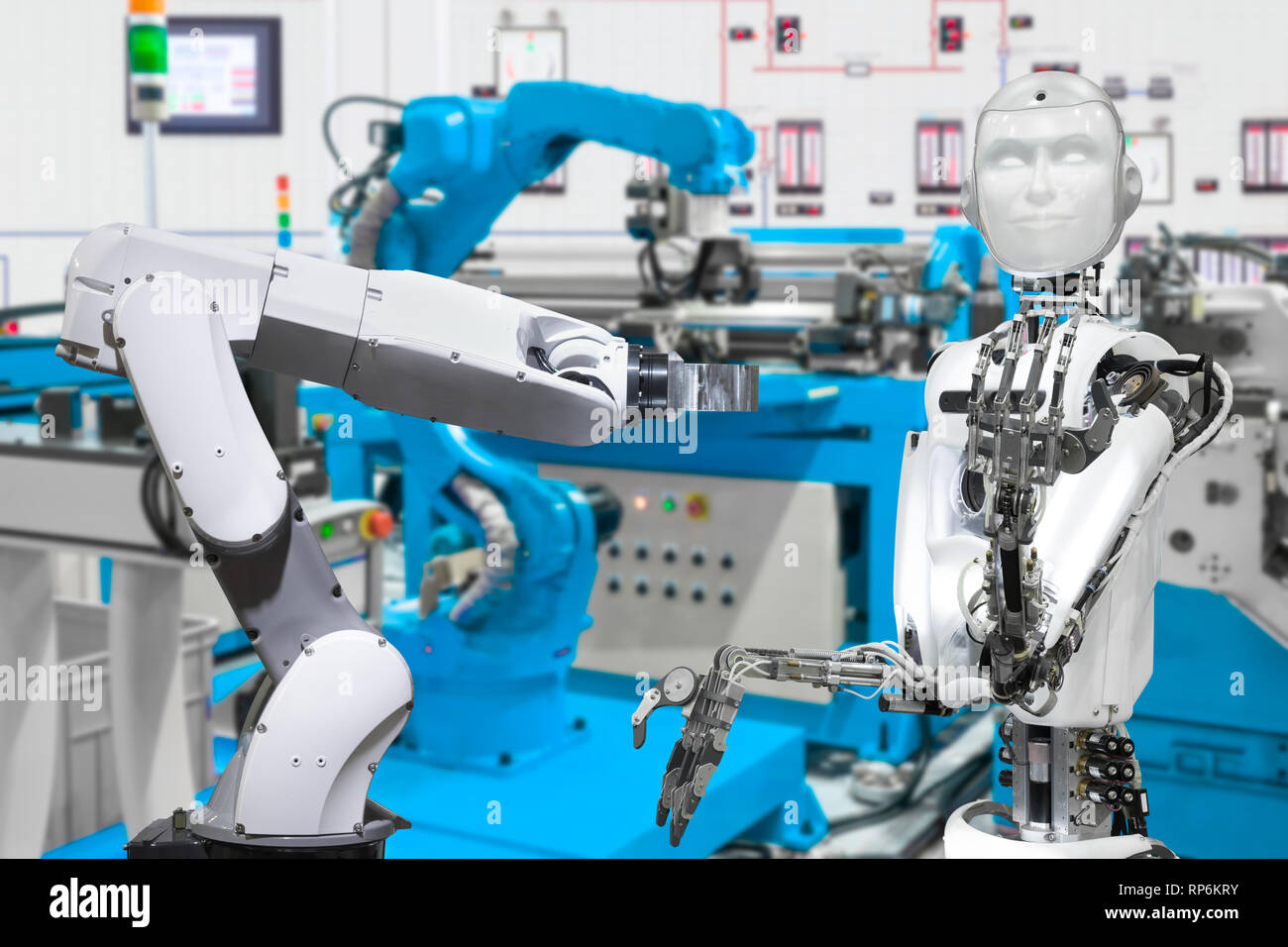 Robot en usine, la technologie smart avenir concept Banque D'Images