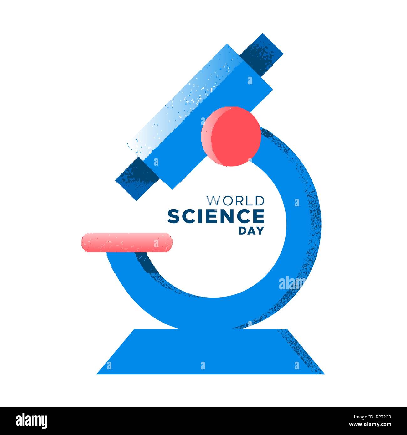 Journée mondiale de la science illustration. Outil à main tiré Microscope texture grunge style pour concept de recherche en médecine, chimie, biologie et biochimiste Illustration de Vecteur