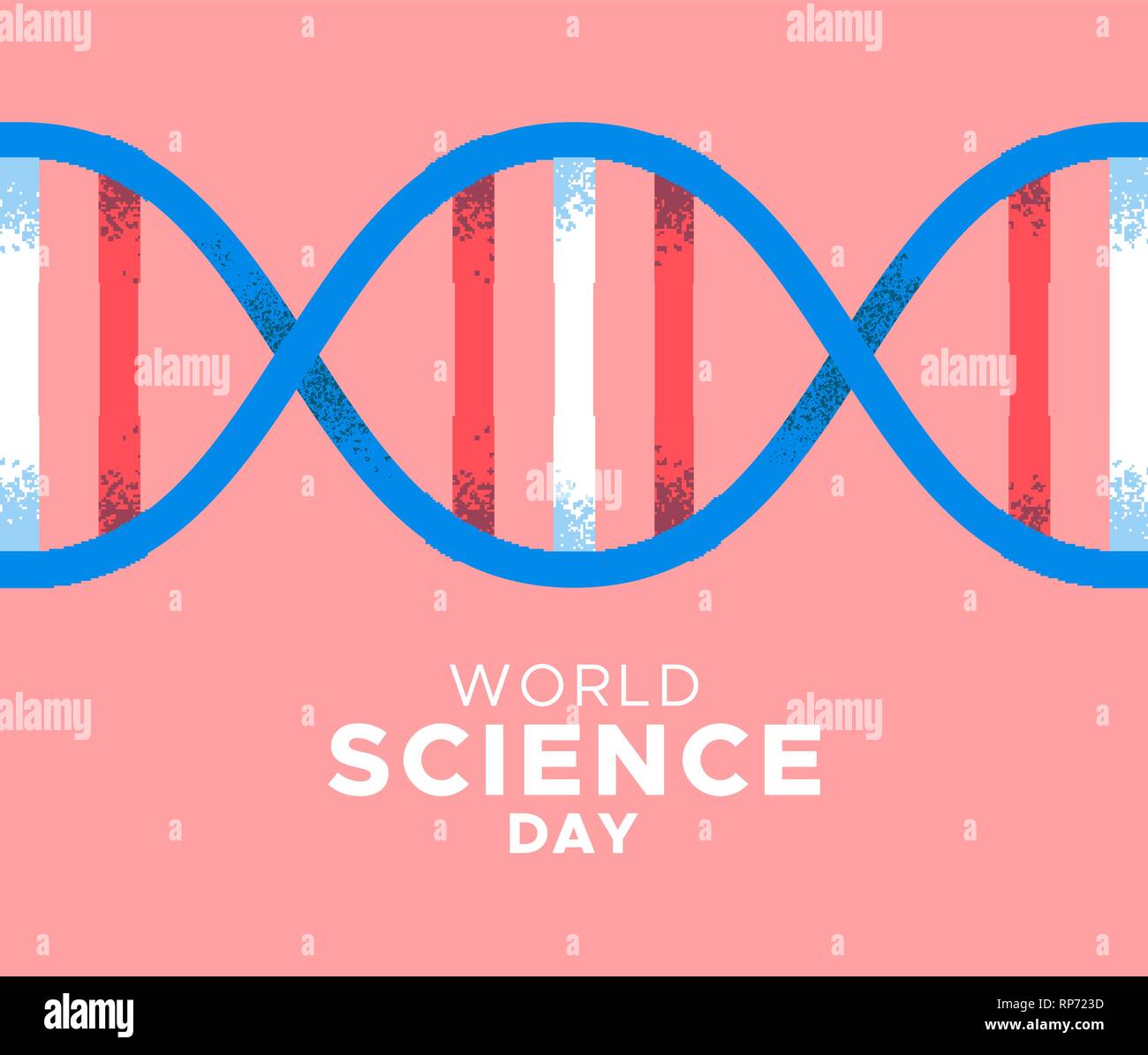 Journée de la science illustration. Brin d'ADN en texture grunge dessiné à la main de style concept de recherche. Illustration de Vecteur