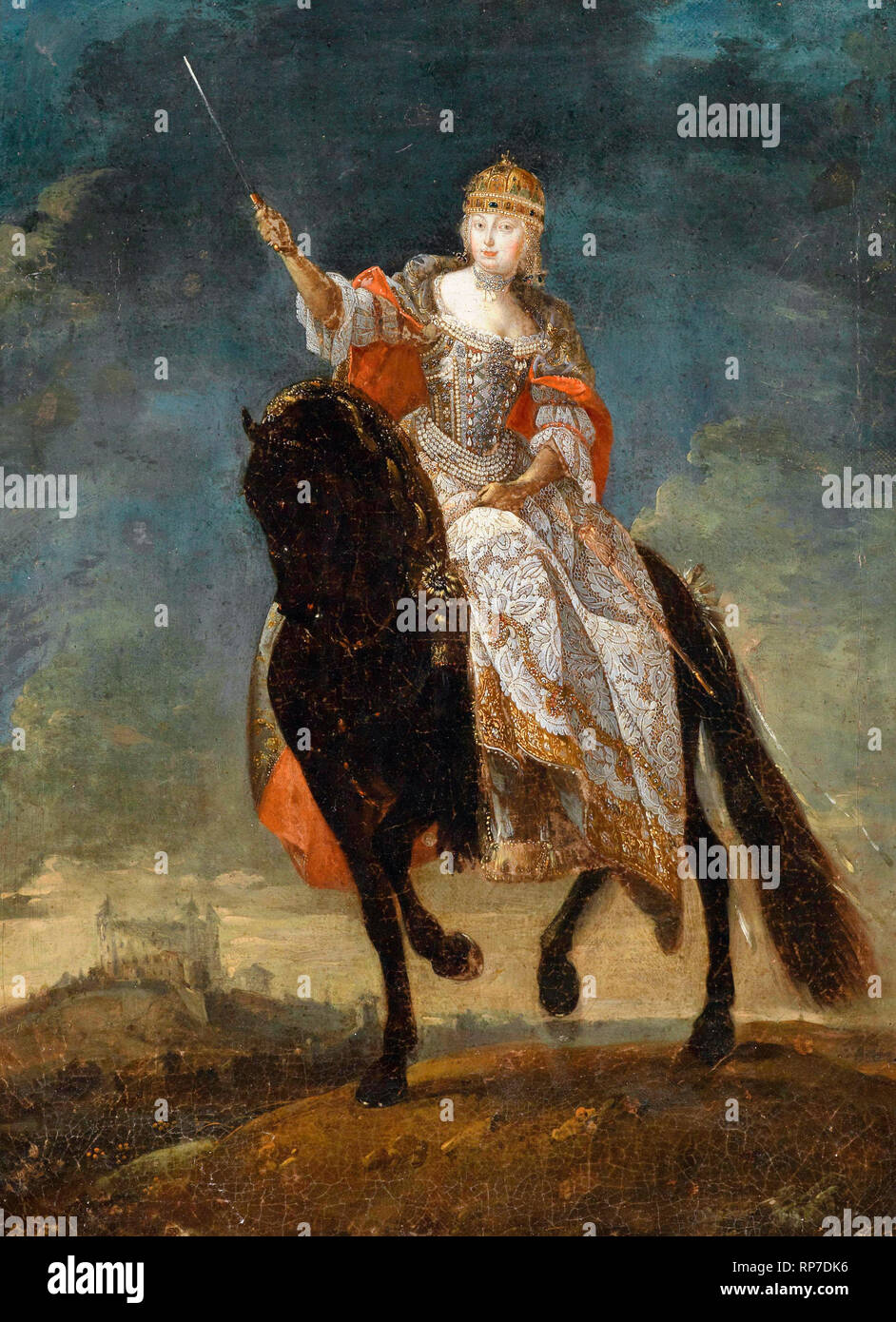 Maria Theresa comme reine de Hongrie à cheval Banque D'Images