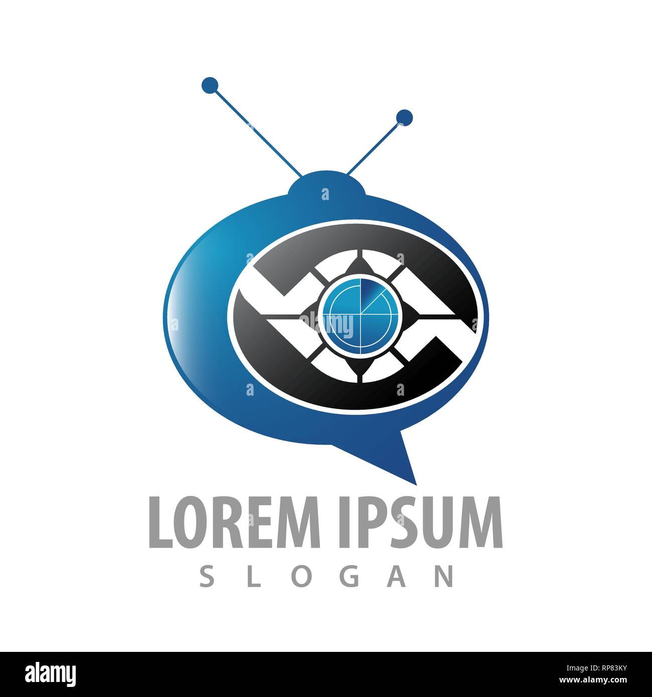 Concept design logo la télévision. ellipse. L'élément de modèle graphique symbole Illustration de Vecteur