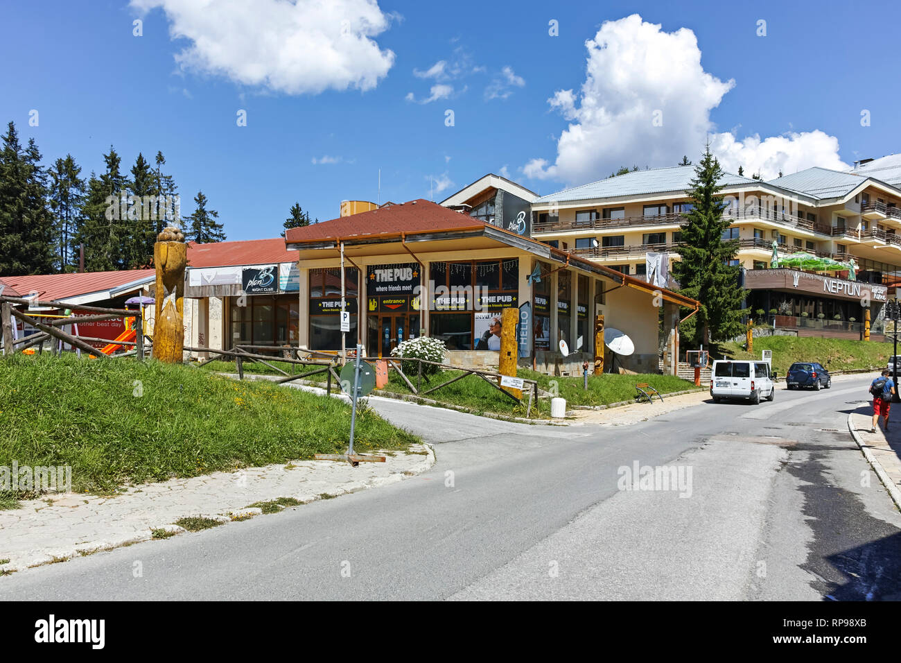 PAMPOROVO, BULGARIE - le 14 août 2018 : vue d'été de la station de ski Pamporovo aux Rhodope, Région de Smolyan, Bulgarie Banque D'Images