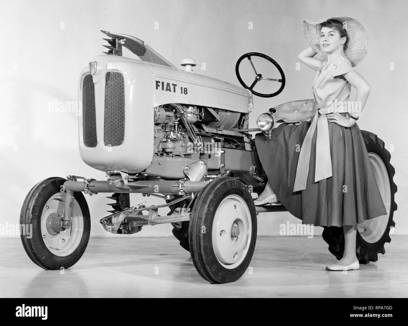 Tracteur fiat et modèle, 1957 Banque D'Images
