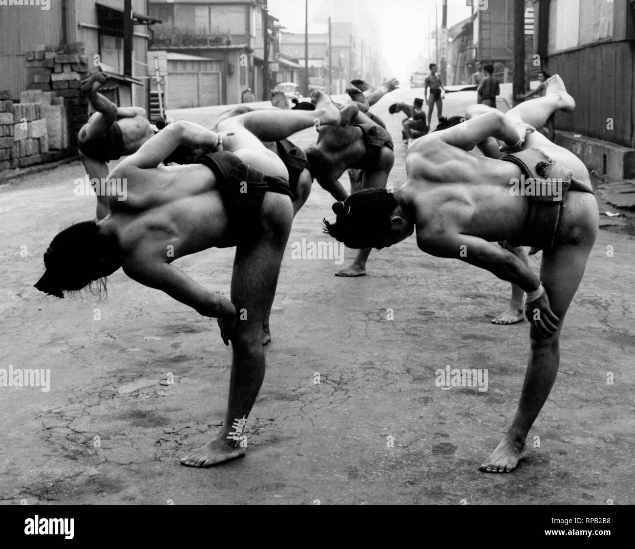 Japon, Tokyo, les lutteurs de sumo, 1970 Banque D'Images