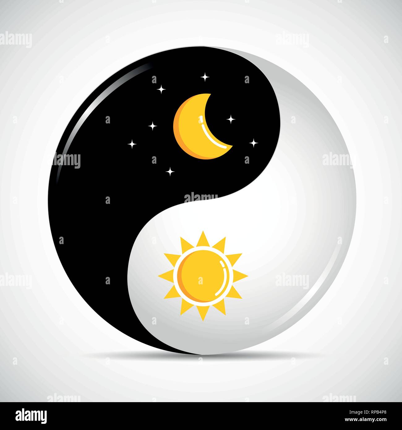 Soleil et lune yin et yang jour et nuit l'harmonie vector illustration EPS10 Illustration de Vecteur