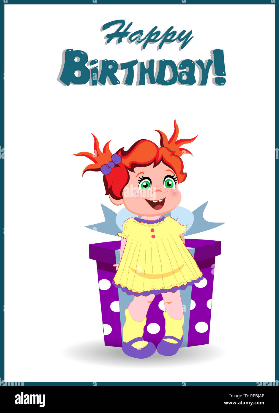 Joyeux Anniversaire Carte De Souhaits De Cute Cartoon Petite Fille Personnage Avec Ginger Hair Wearing Yellow Dress Holding Big Gift Box Sur Fond Blanc Mauvais Photo Stock Alamy Joyeux Anniversaire Carte De Souhaits De Cute Cartoon Petite Fille Personnage Avec Ginger Hair Wearing Yellow Dress Holding Big Gift Box Sur Fond Blanc Mauvais Photo Stock Alamy