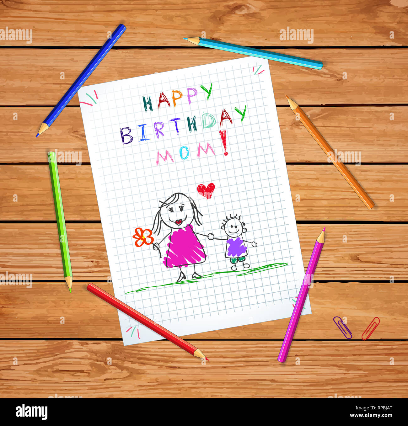 Joyeux Anniversaire Maman Les Enfants Dessines A La Main En Couleurs Illustration De La Mere Et Le Fils Ensemble Sur Ordinateur Portable Sur Feuille Quadrillee Table En Bois Avec Crayons De Couleur Joyeux Anniversaire Maman Les Enfants Dessines A La Main En Couleurs Illustration De La Mere Et Le Fils Ensemble Sur Ordinateur Portable Sur Feuille Quadrillee Table En Bois Avec Crayons De Couleur