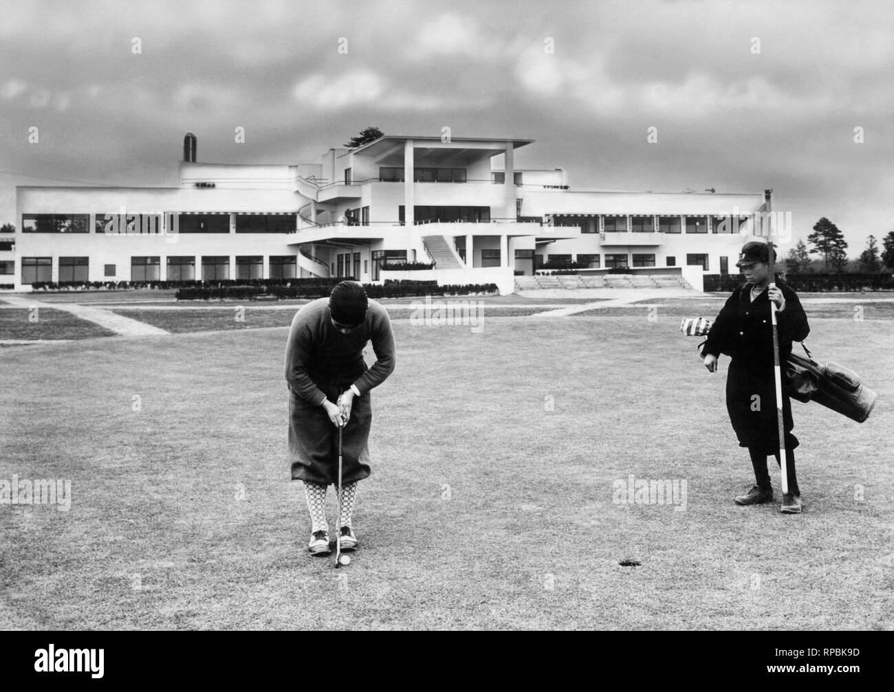 Japon, Tokyo, le golfeur à Tokyo golf club, 1930 Banque D'Images