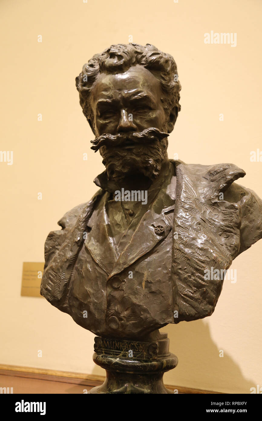 Buste du peintre Munkacsy Mihaly (1844-1900). Par Louis Ernest Barrias (1841-1905). Bronze, 1878. Banque D'Images