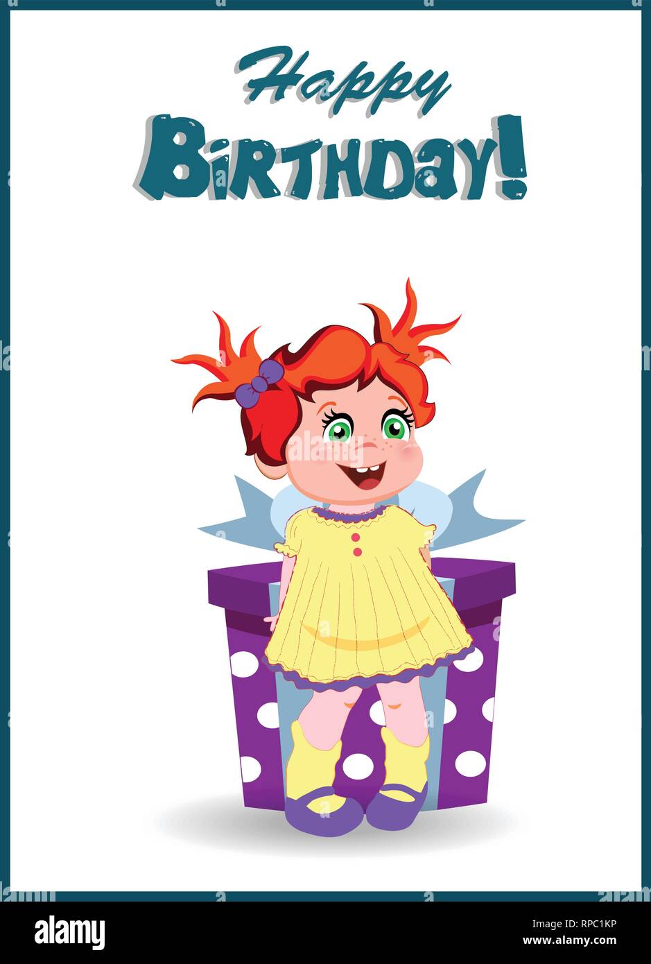 Joyeux Anniversaire Carte De Souhaits De Cute Cartoon Petite Fille Personnage Avec Ginger Hair Wearing Yellow Dress Holding Big Gift Box Sur Fond Blanc Vec Image Vectorielle Stock Alamy Joyeux Anniversaire Carte De Souhaits De Cute Cartoon Petite Fille Personnage Avec Ginger Hair Wearing Yellow Dress Holding Big Gift Box Sur Fond Blanc Vec Image Vectorielle Stock Alamy