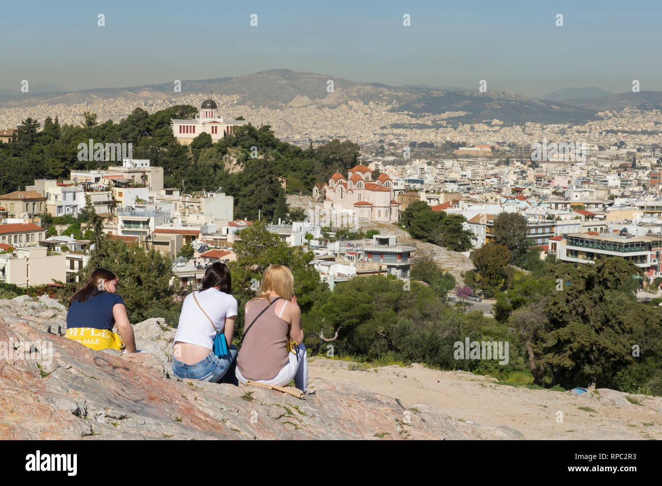 Vue depuis l'Acropole, Athènes Banque D'Images