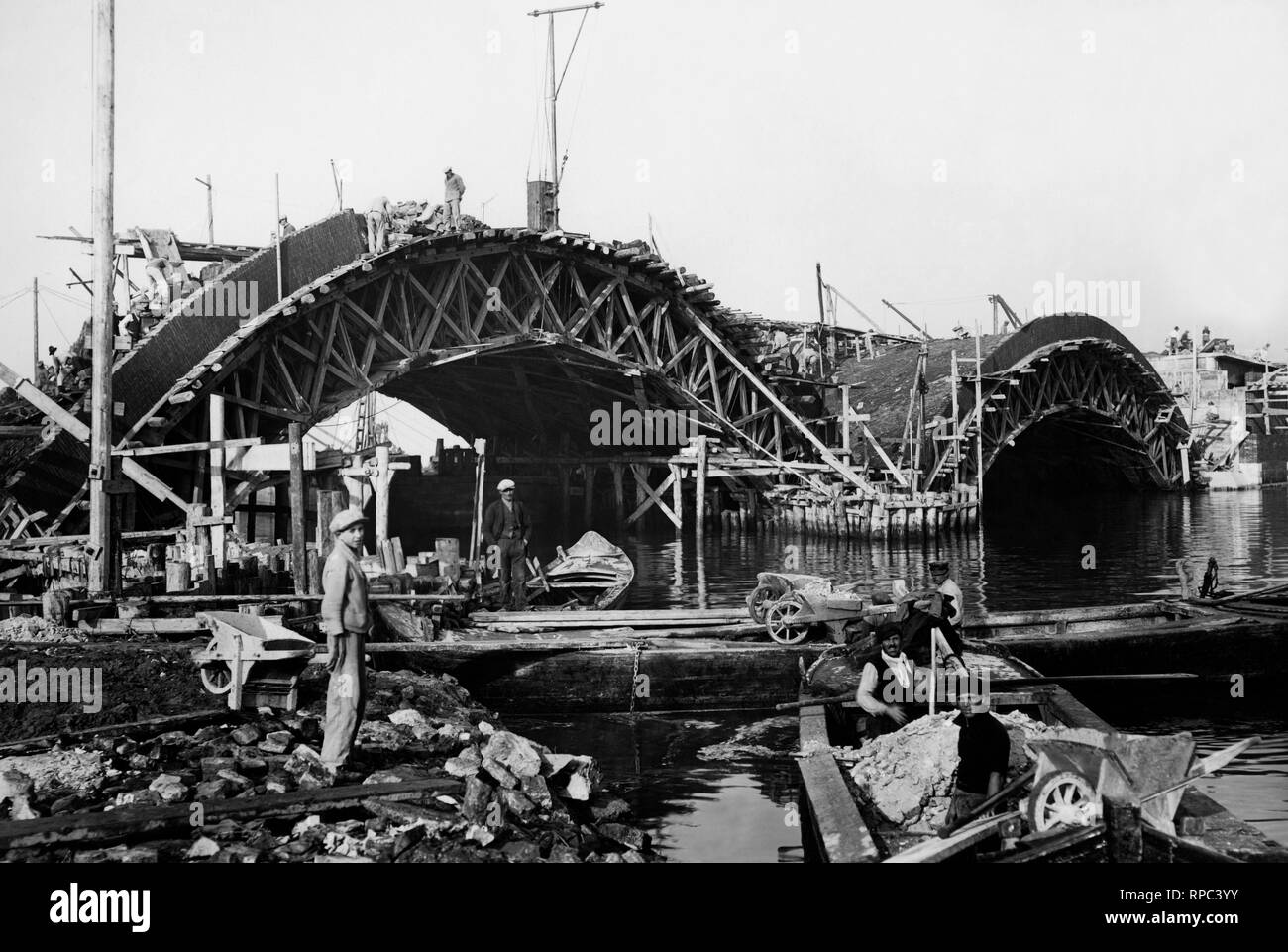 L'élargissement du pont mestre - Venise, 1932 Banque D'Images