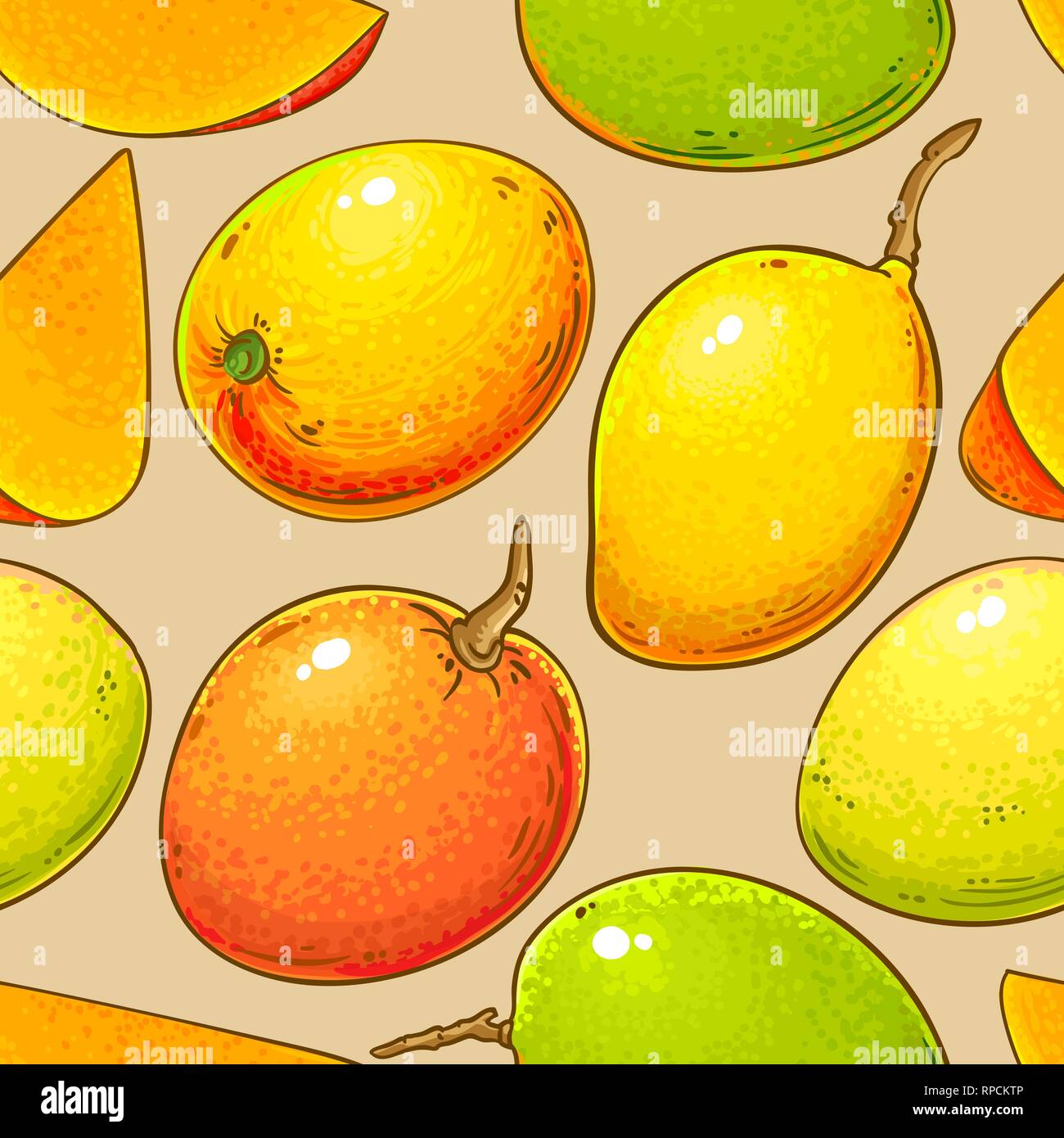 Modèle vectoriel de mangue sur un fond de couleur Illustration de Vecteur