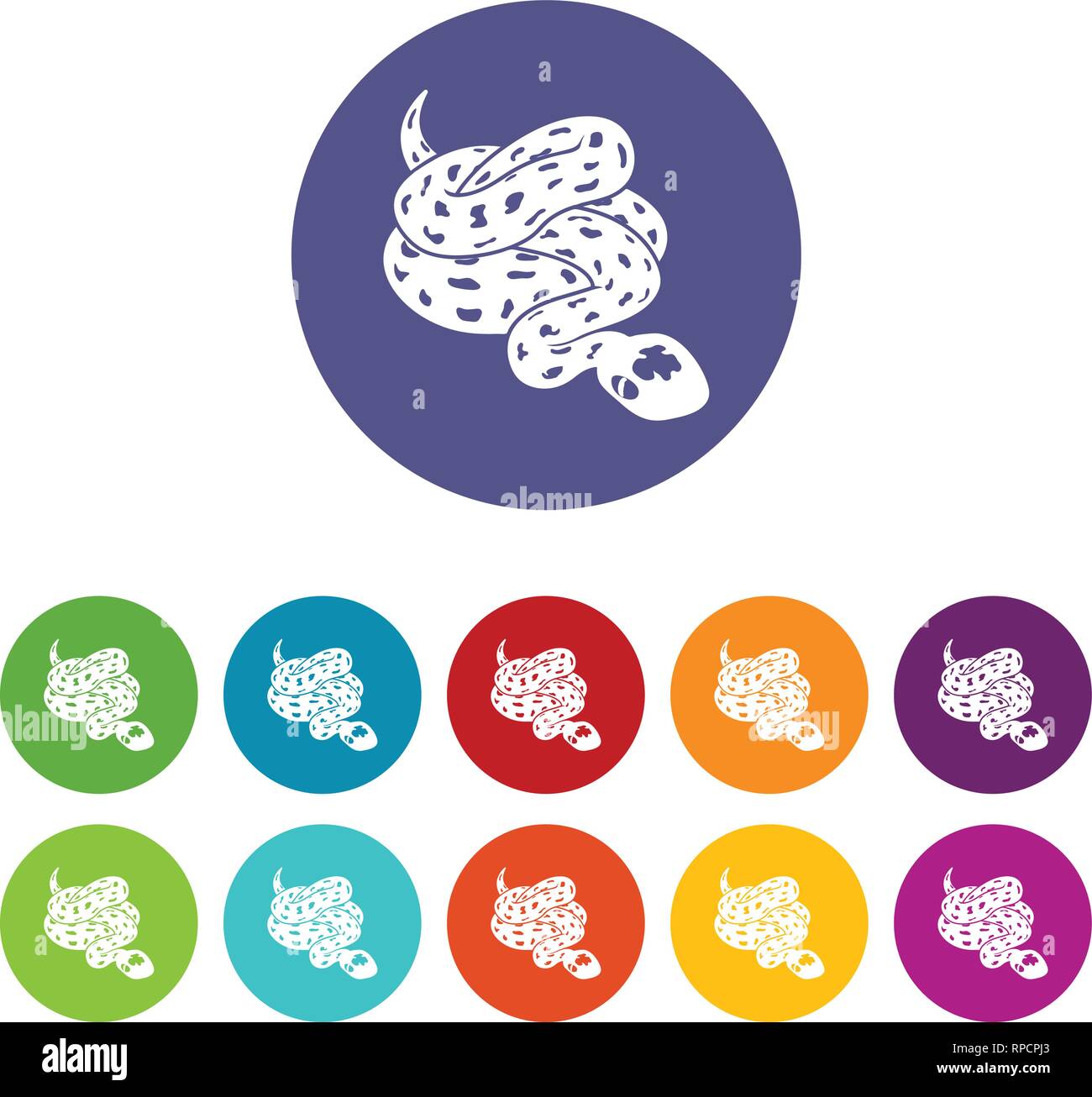Serpent Anaconda icons set vector color Illustration de Vecteur