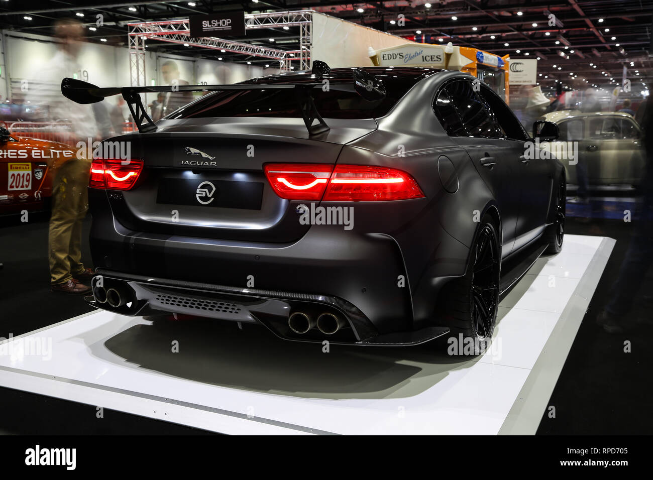 Jaguar XE 8 du projet à la London Classic Car Show 2019 Banque D'Images