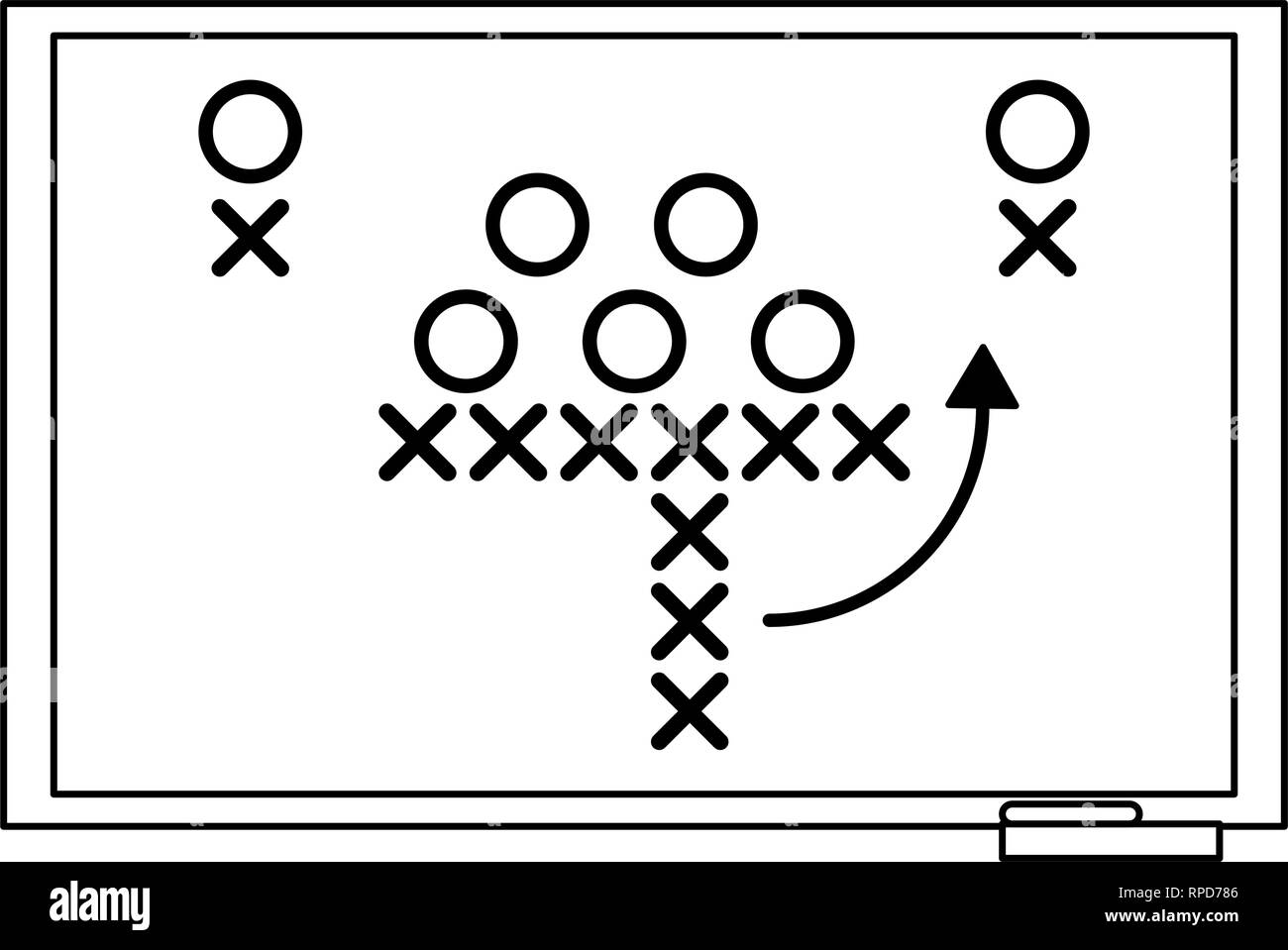 Stratégie de football américain sur tableau noir et blanc Illustration de Vecteur