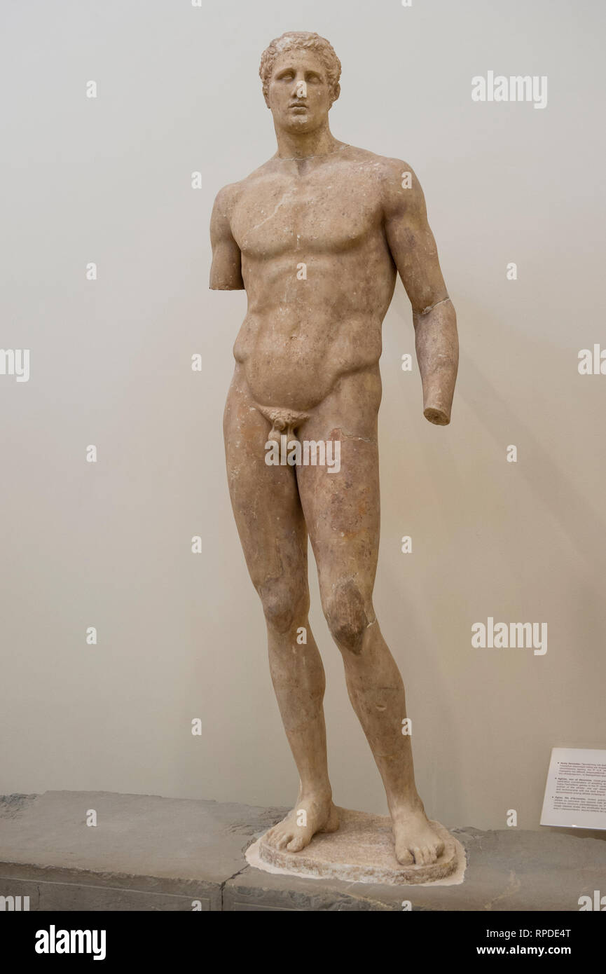 Statue, Musée archéologique de Delphes, Delphi, Grèce Banque D'Images