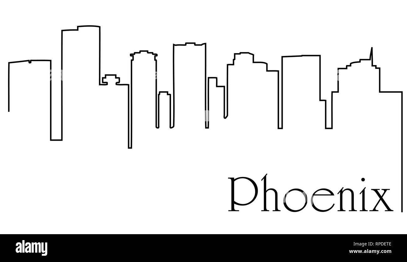 Phoenix City un dessin linéaire abstract background with cityscape Illustration de Vecteur