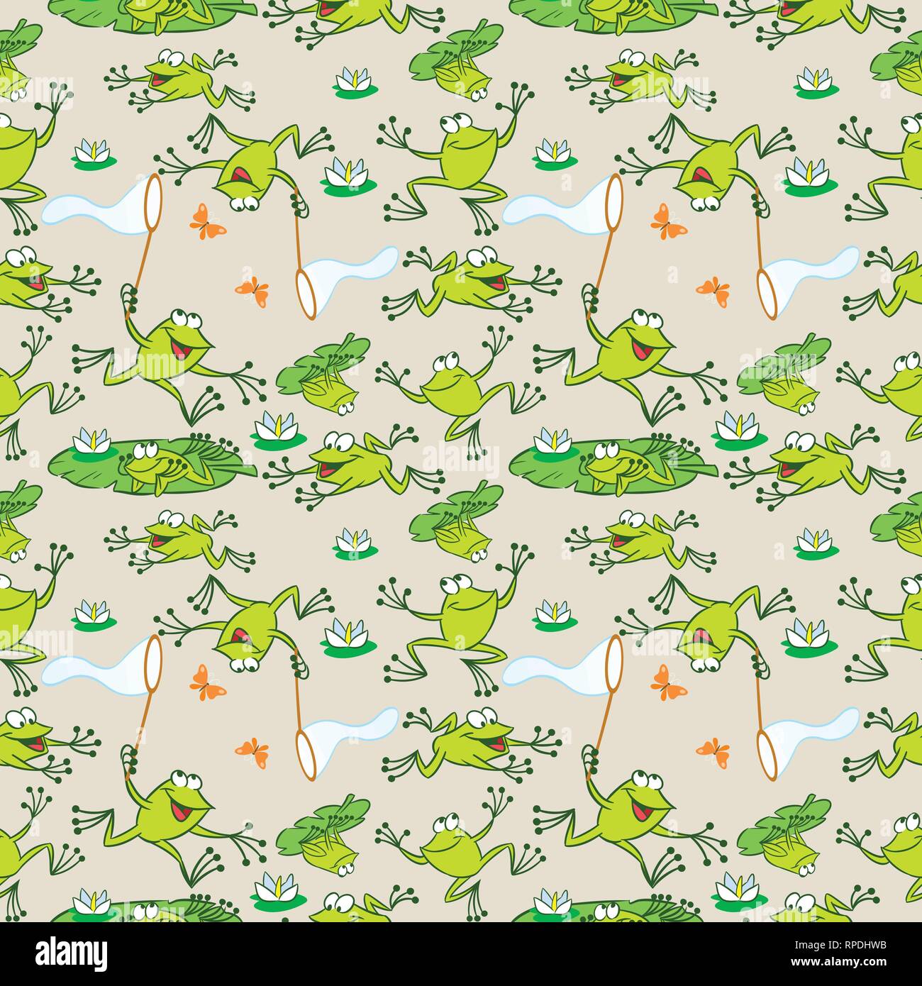 L'illustration montre un pattern avec funny cartoon grenouilles. En fait un vecteur sur des calques distincts. Illustration de Vecteur