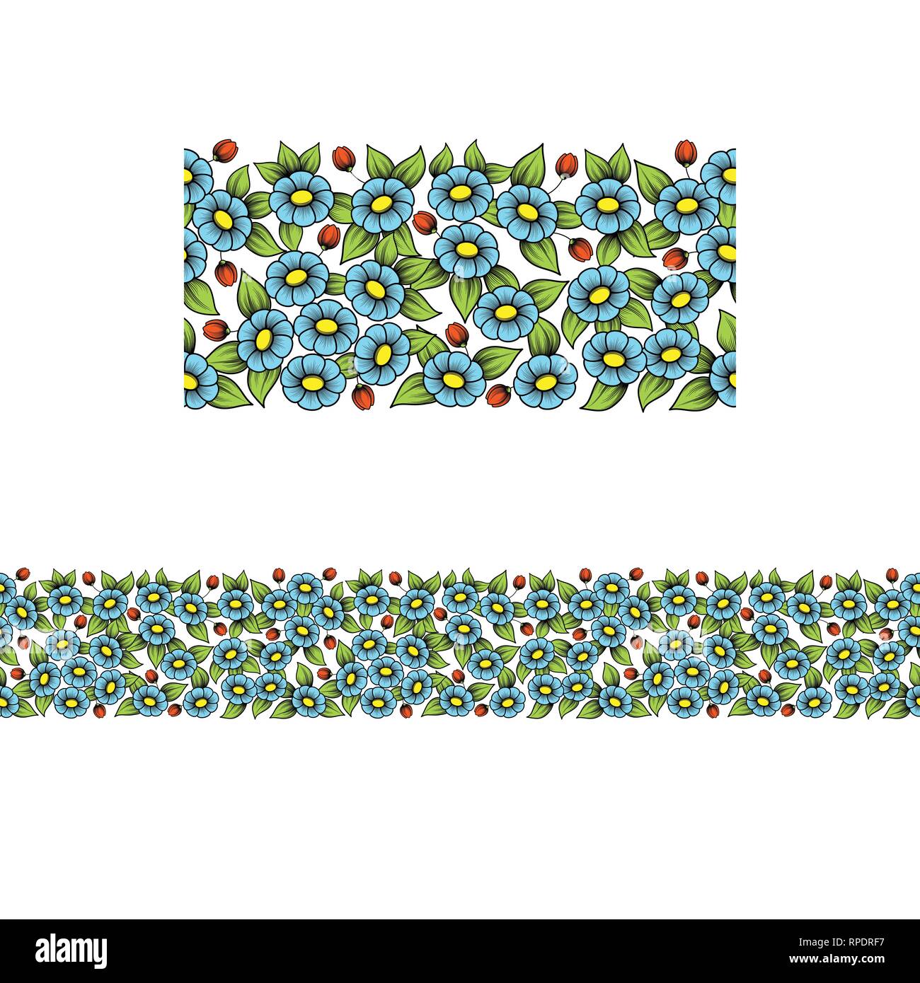 Floral motif couleur transparente avec marguerites et laisse Illustration de Vecteur