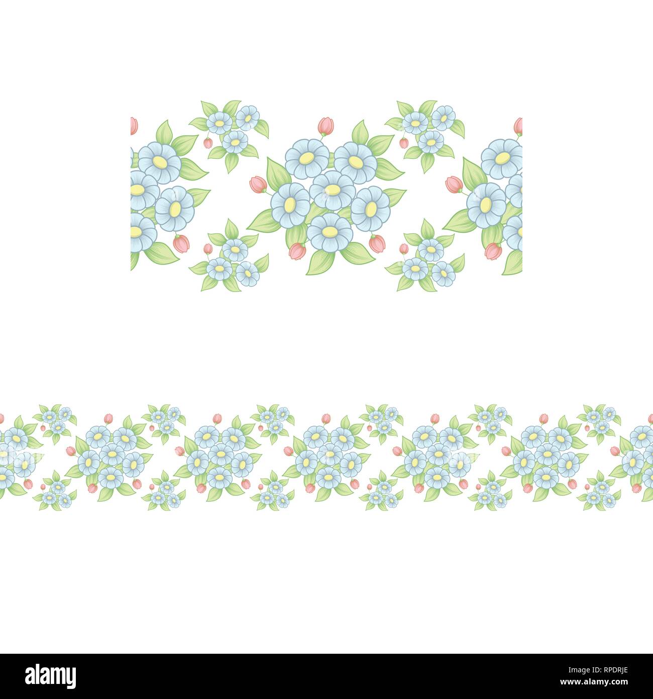 Couleur pastel transparente horizontale modèle floral isolé sur fond blanc Illustration de Vecteur