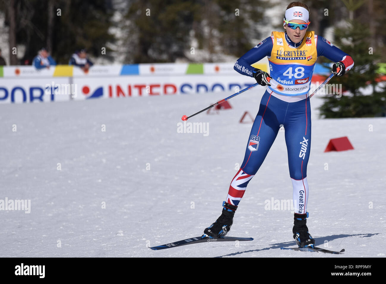 Seefeld, Autriche. Feb 21, 2019. Annika Taylor de Grande-Bretagne au cours de la ronde de qualification des 1,2 kilomètres de course de sprint style libre de la femme au monde 2019 championnats du monde de ski nordique. Crédit : John Lazenby/Alamy Live News Banque D'Images