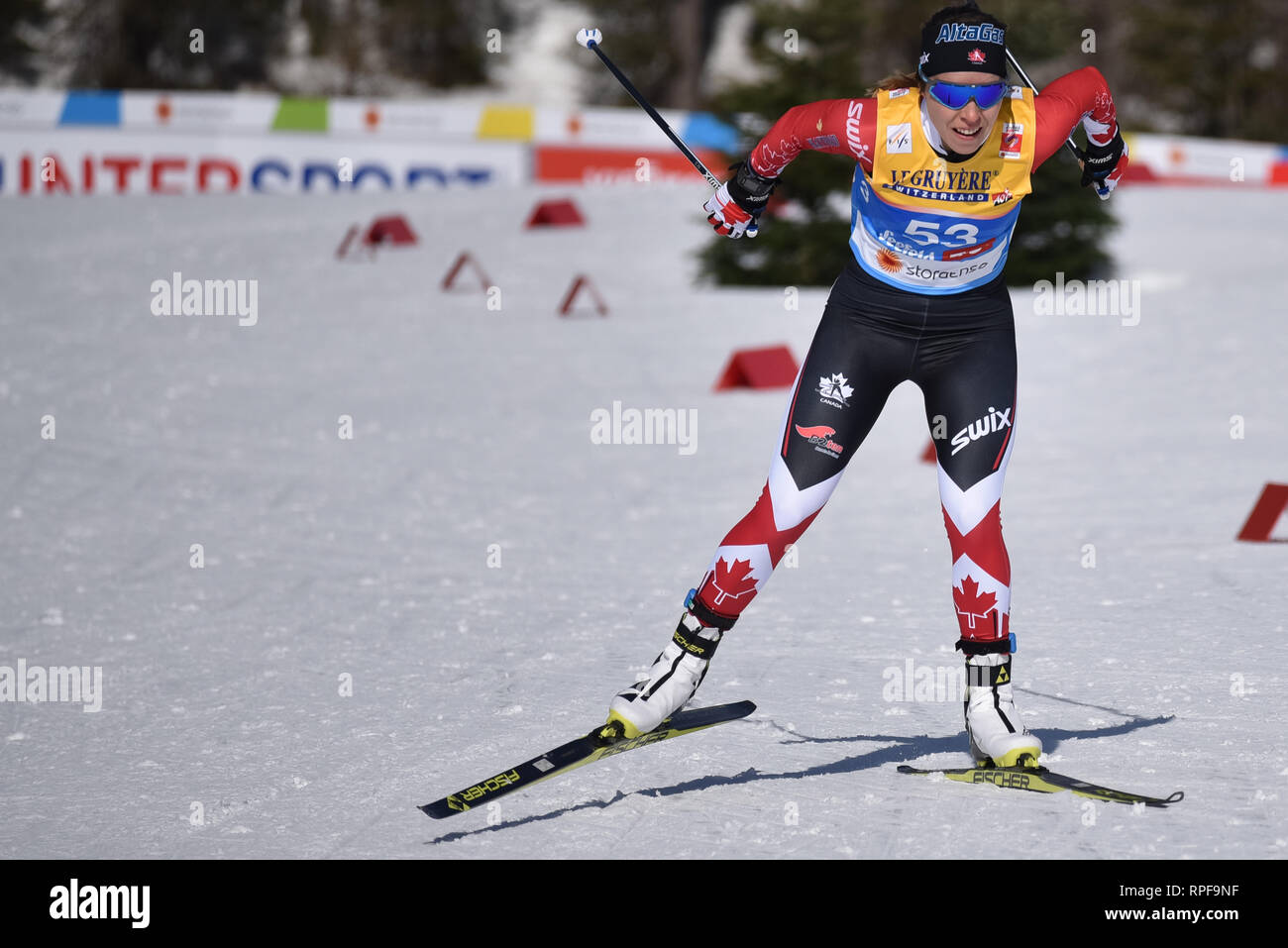 Seefeld, Autriche. Feb 21, 2019. Katherine Stewart-Jones du Canada au cours de la ronde de qualification des 1,2 kilomètres de course de sprint style libre de la femme au monde 2019 championnats du monde de ski nordique. Crédit : John Lazenby/Alamy Live News Banque D'Images