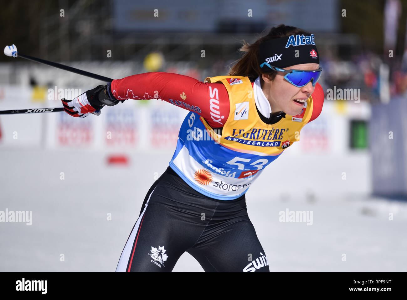 Seefeld, Autriche. Feb 21, 2019. Katherine Stewart-Jones du Canada au cours de la ronde de qualification des 1,2 kilomètres de course de sprint style libre de la femme au monde 2019 championnats du monde de ski nordique. Crédit : John Lazenby/Alamy Live News Banque D'Images