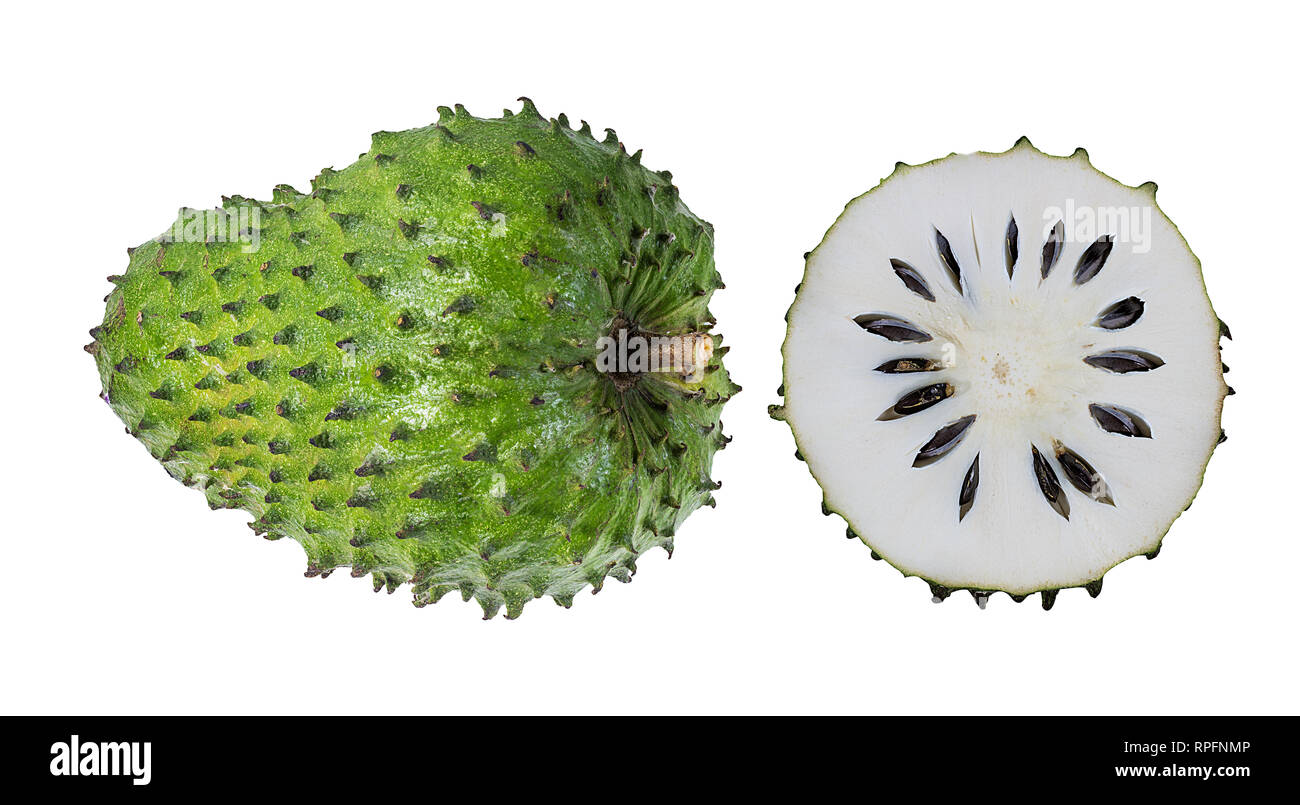 Annona muricata.oursop (sucre de fruits,Apple Apple ustard) isolé sur fond blanc Banque D'Images