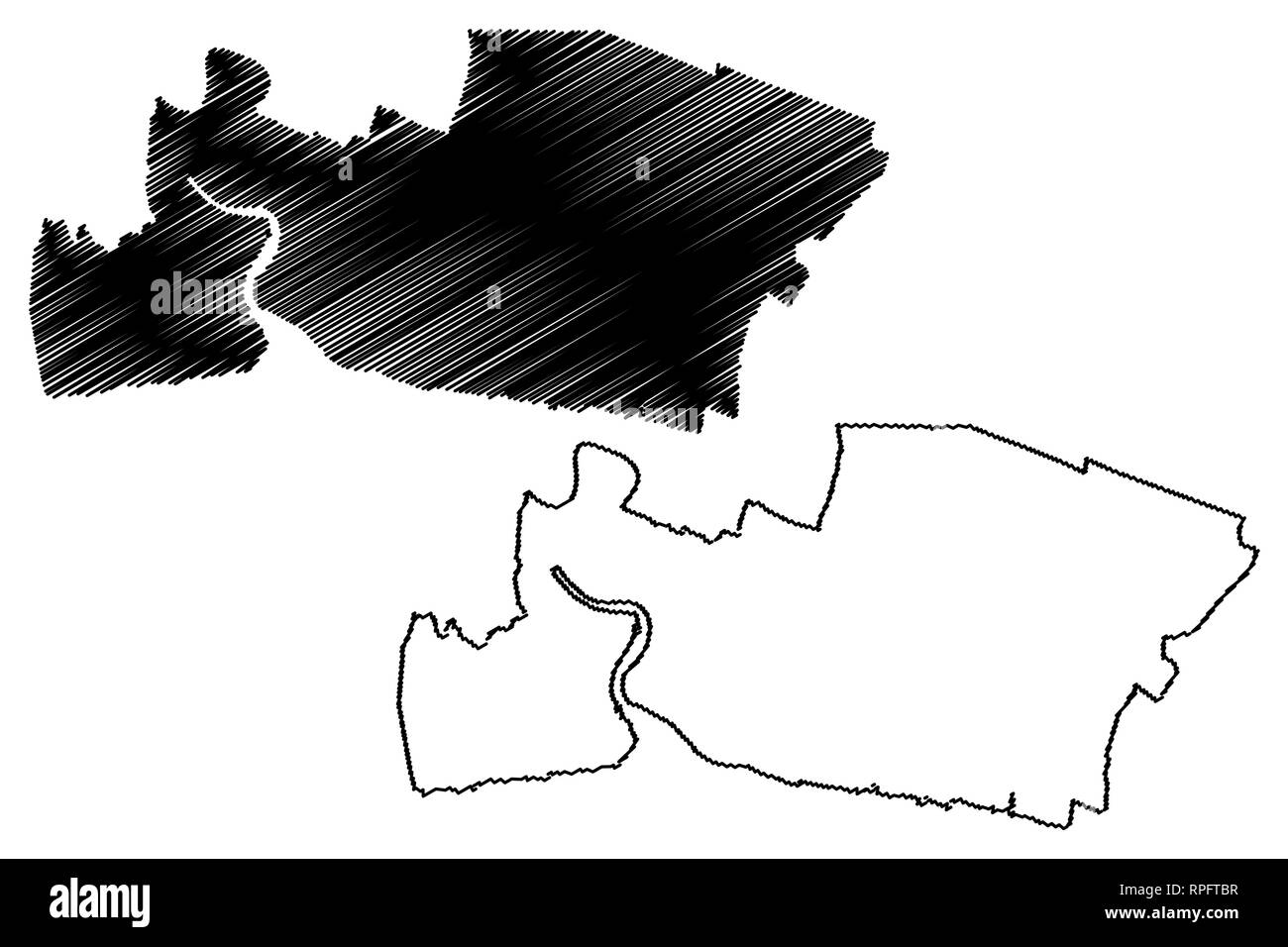 Province Samut Prakan (Royaume de Thaïlande, Siam, Provinces de la Thaïlande) map vector illustration, scribble sketch carte Samut Prakan Illustration de Vecteur