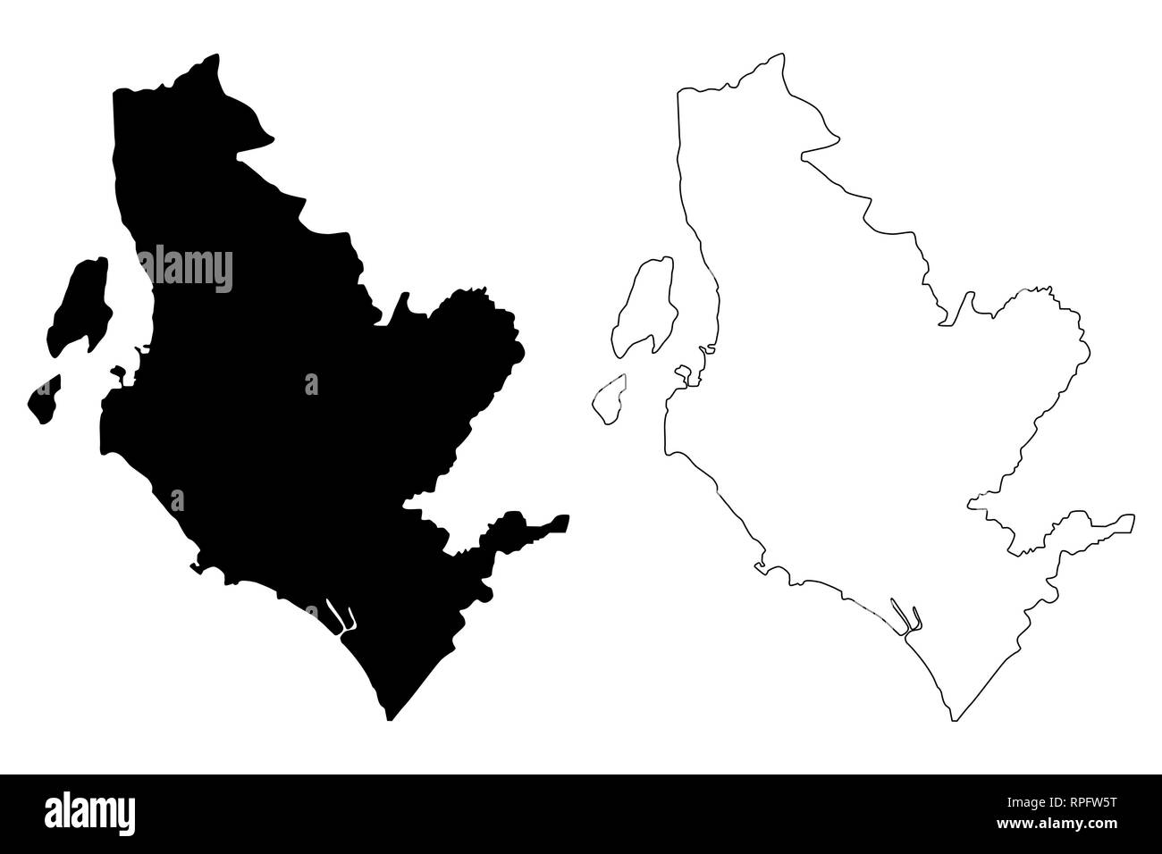 Ayrshire du Nord (Royaume-Uni, Ecosse, le gouvernement local en Ecosse) map vector illustration, croquis gribouillis d'Ayrshire du nord la carte Illustration de Vecteur