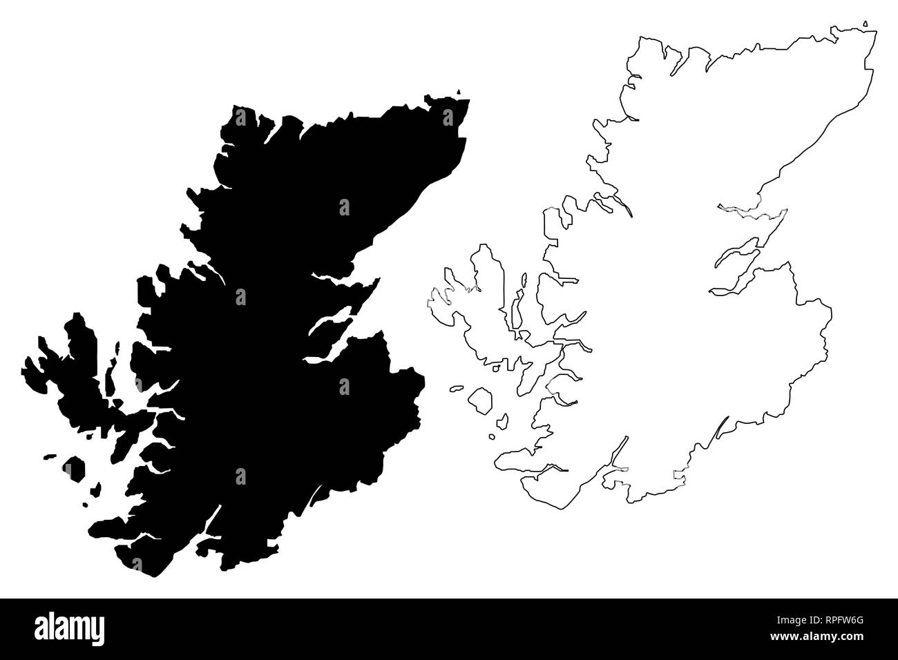 Highland (Royaume-Uni, Ecosse, le gouvernement local en Ecosse) map vector illustration gribouillage, croquis (Highland Highlands écossais, inner-Hebrid Illustration de Vecteur