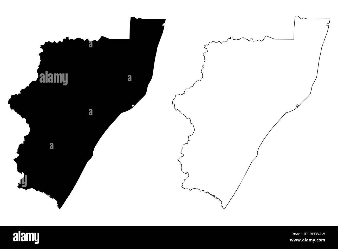La province du KwaZulu-Natal (Provinces de l'Afrique du Sud, République d'Afrique du Sud, les divisions administratives, RSA) map vector illustration gribouillage, croquis K Illustration de Vecteur