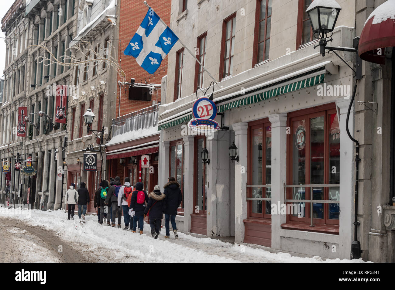 Montréal, Canada - 21 Février 2019 : sur la rue St Paul et visiter le vieux Montréal en hiver Banque D'Images