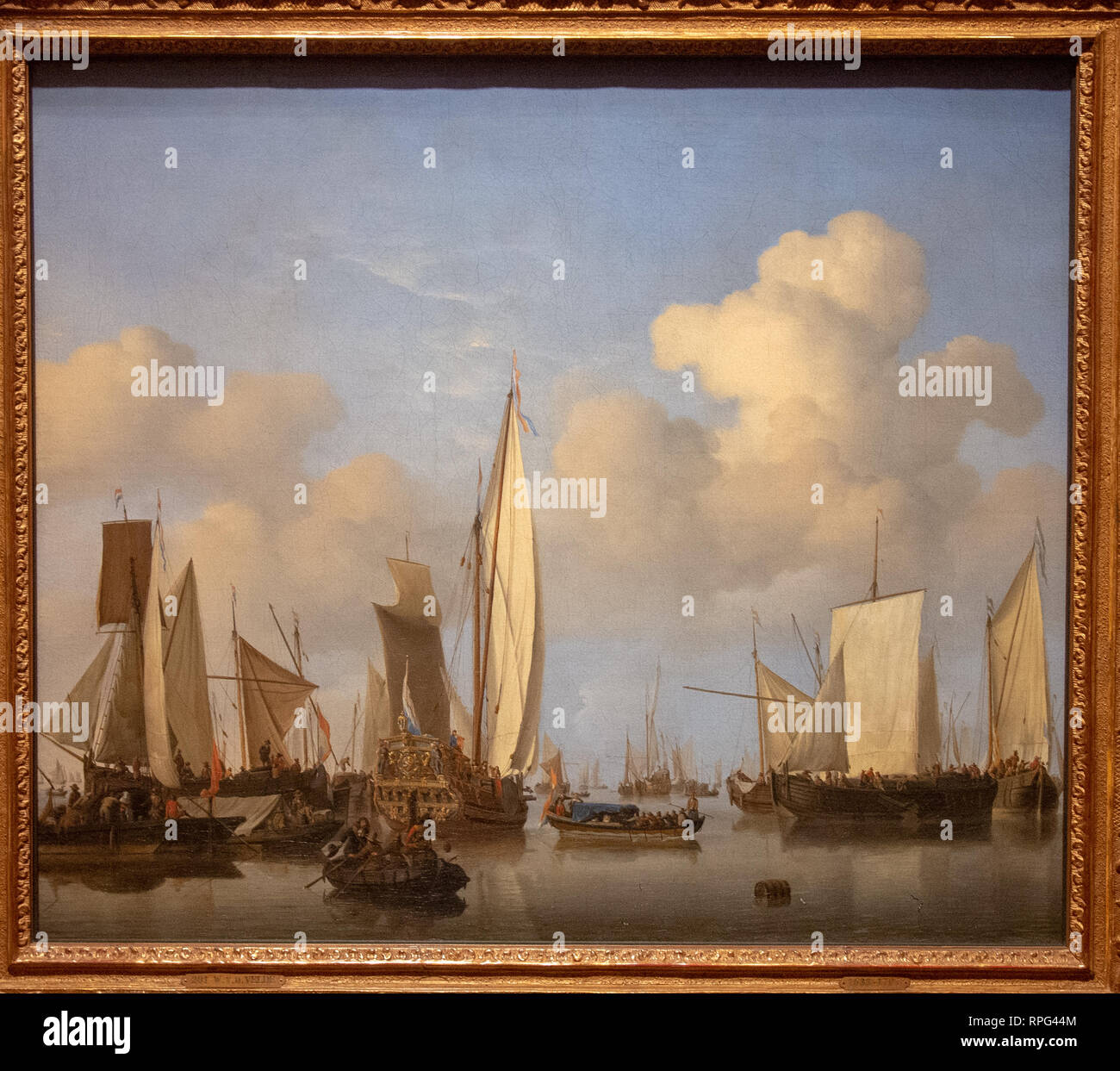 Les navires dans les routes par le peintre Willem van de Velde ll Banque D'Images Les navires dans les routes par le peintre Willem van de Velde ll Banque D'Images