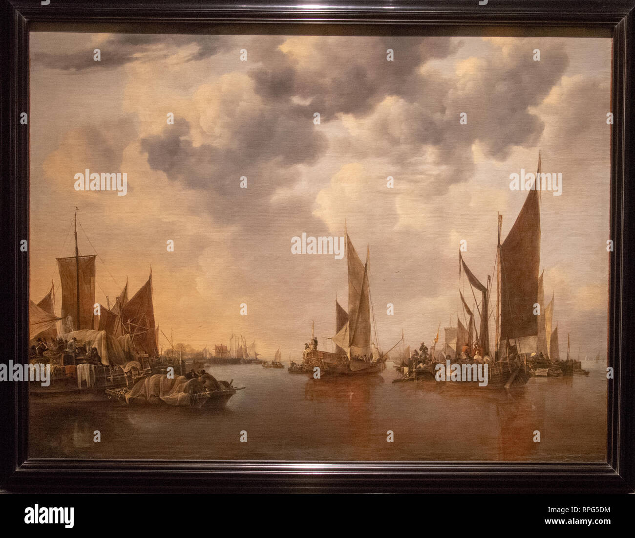 Seascape avec des navires par le peintre Jan van de Capelle Banque D'Images Seascape avec des navires par le peintre Jan van de Capelle Banque D'Images